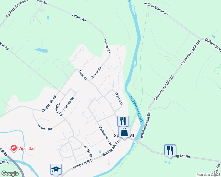 map of restaurants, bars, coffee shops, grocery stores, and more near 406 Boulder Lane in Schwenksville