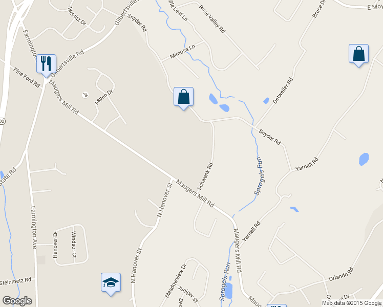 map of restaurants, bars, coffee shops, grocery stores, and more near 1579 Schwenk Road in Pottstown