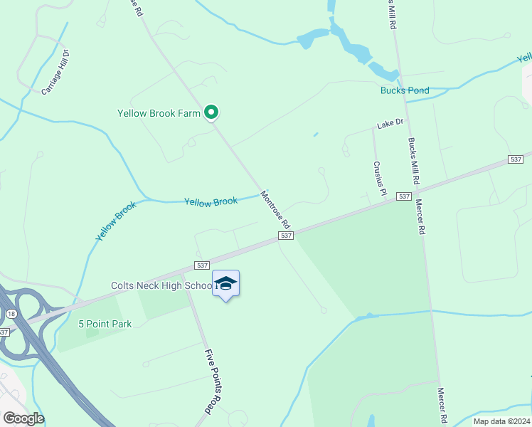 map of restaurants, bars, coffee shops, grocery stores, and more near 53 Montrose Road in Monmouth County