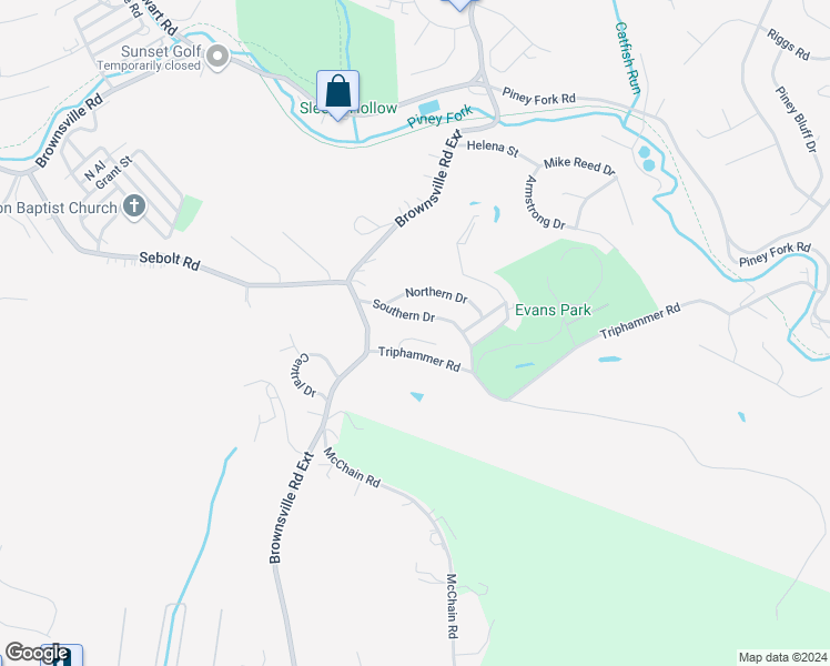map of restaurants, bars, coffee shops, grocery stores, and more near 3109 Julie Drive in South Park Township