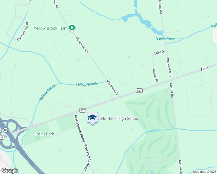 map of restaurants, bars, coffee shops, grocery stores, and more near 53 Montrose Road in Monmouth County