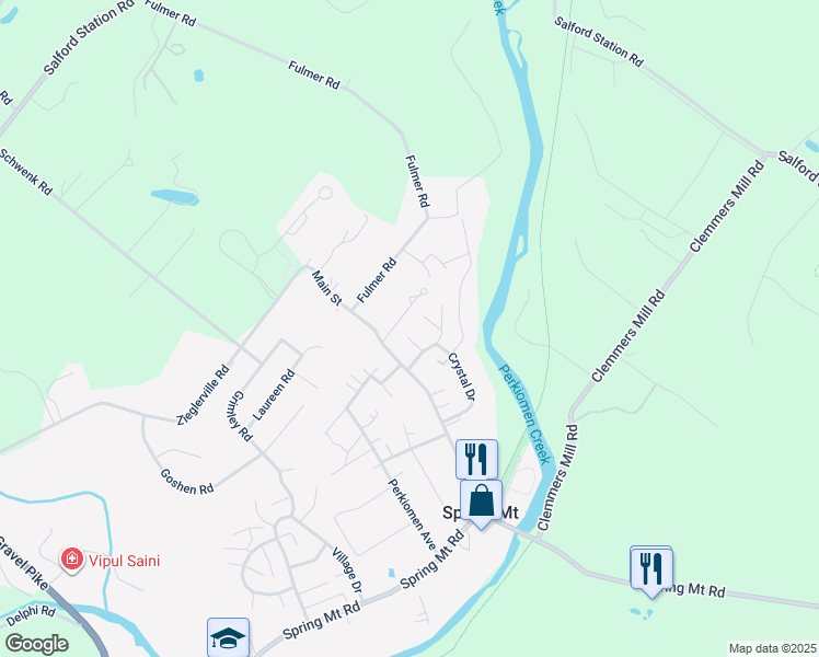 map of restaurants, bars, coffee shops, grocery stores, and more near 210 Granite Drive in Schwenksville