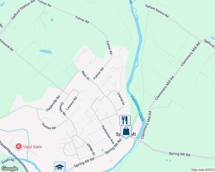 map of restaurants, bars, coffee shops, grocery stores, and more near 210 Granite Drive in Schwenksville