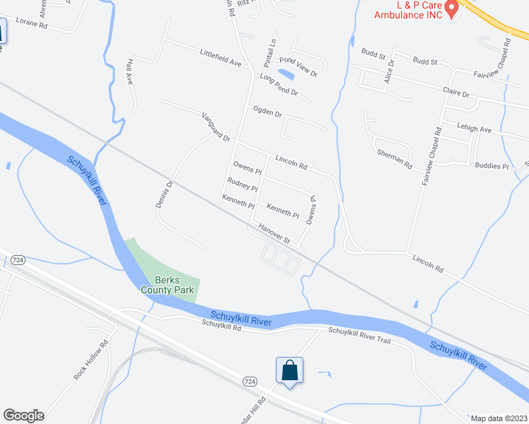map of restaurants, bars, coffee shops, grocery stores, and more near 214 Kenneth Place in Birdsboro