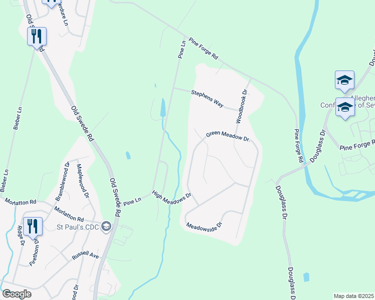 map of restaurants, bars, coffee shops, grocery stores, and more near 245 Green Meadow Dr in Douglassville
