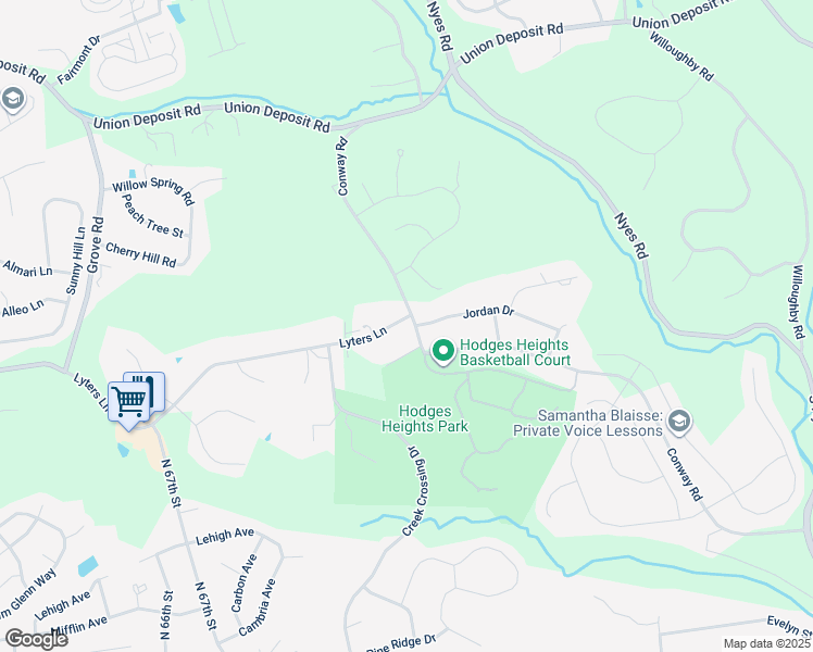 map of restaurants, bars, coffee shops, grocery stores, and more near 6551 Lyters Lane in Harrisburg