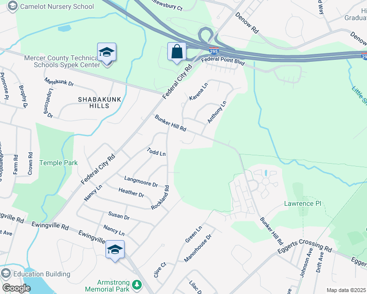 map of restaurants, bars, coffee shops, grocery stores, and more near 4 Garry Court in Lawrence Township