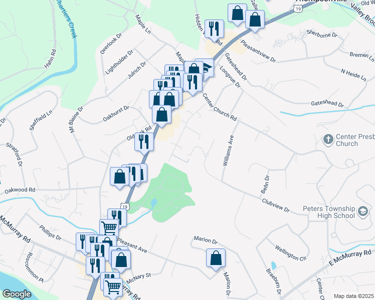 map of restaurants, bars, coffee shops, grocery stores, and more near 208 Fineview Drive in McMurray