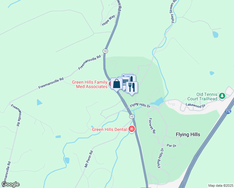 map of restaurants, bars, coffee shops, grocery stores, and more near 1951 Morgantown Road in Reading