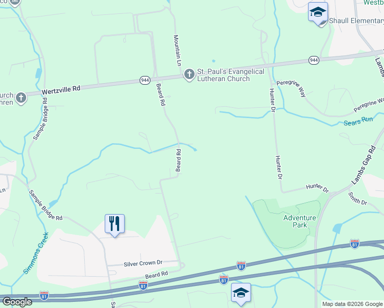 map of restaurants, bars, coffee shops, grocery stores, and more near 92 Beard Rd in Enola