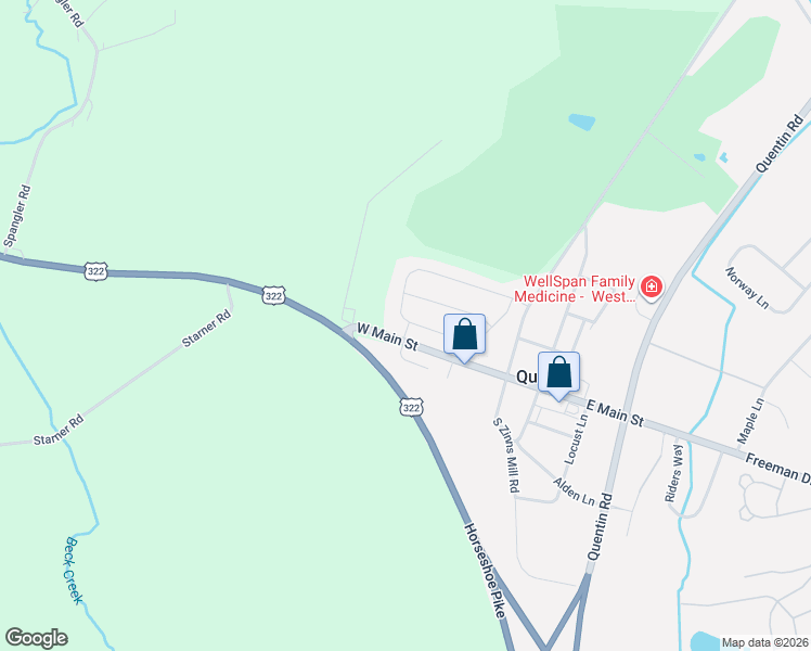 map of restaurants, bars, coffee shops, grocery stores, and more near 131 West Main Street in Lebanon