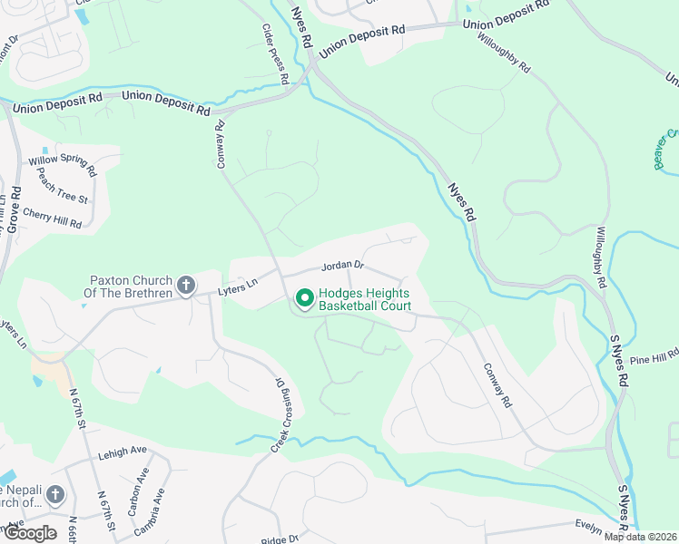 map of restaurants, bars, coffee shops, grocery stores, and more near 6701 Jordan Drive in Harrisburg