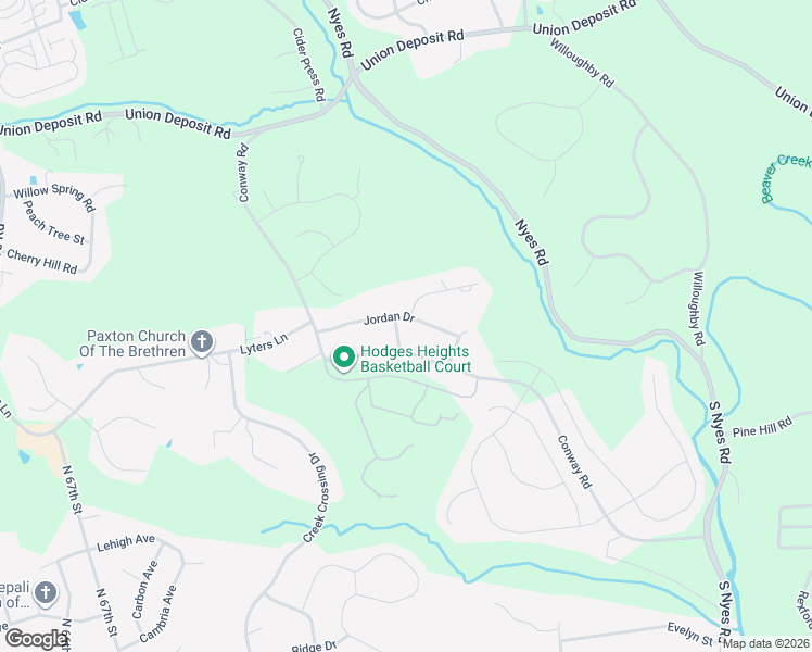 map of restaurants, bars, coffee shops, grocery stores, and more near 6701 Jordan Drive in Harrisburg