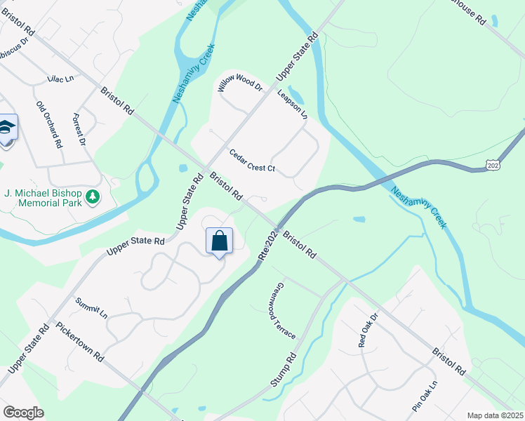 map of restaurants, bars, coffee shops, grocery stores, and more near in Doylestown