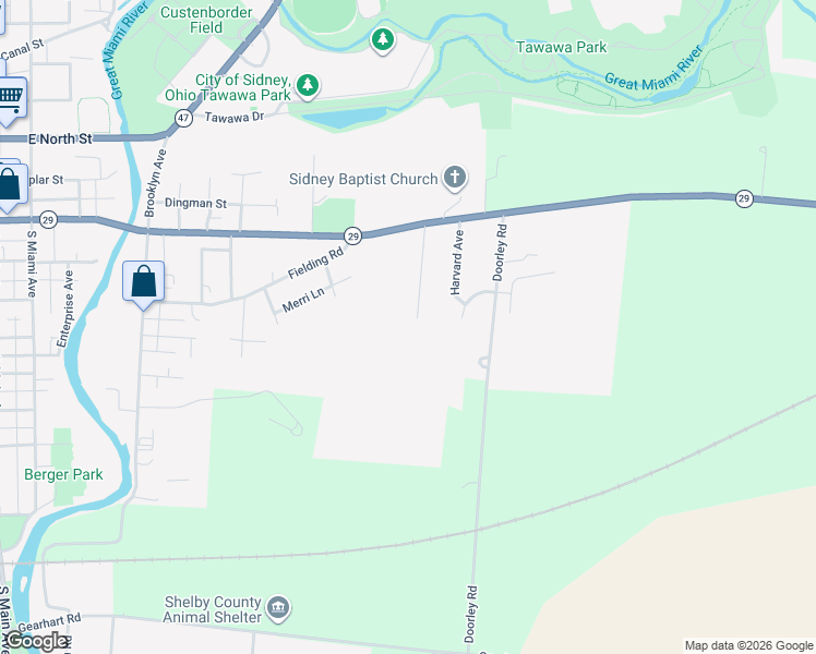 map of restaurants, bars, coffee shops, grocery stores, and more near 314 Hillcrest Court in Sidney