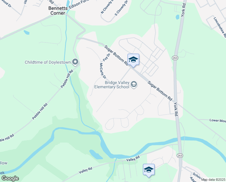 map of restaurants, bars, coffee shops, grocery stores, and more near 525 Saint Lawrence Way in Furlong