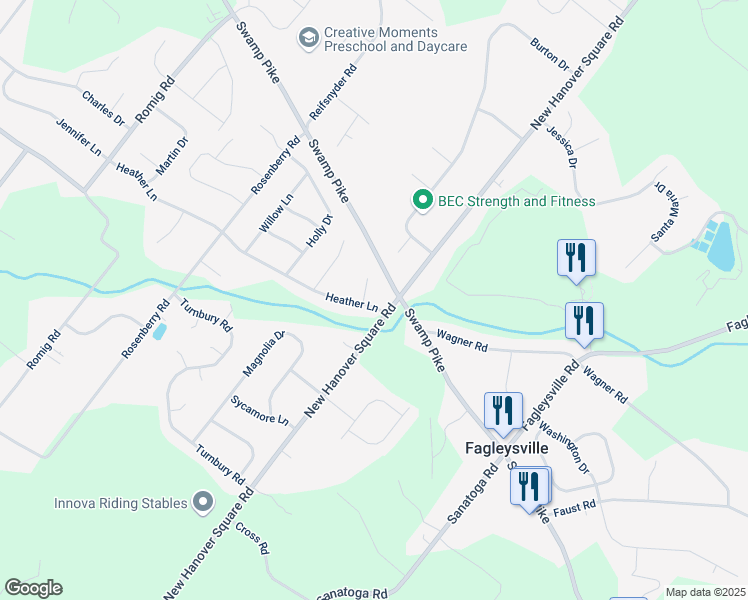 map of restaurants, bars, coffee shops, grocery stores, and more near 2572 Crabapple Court in Gilbertsville