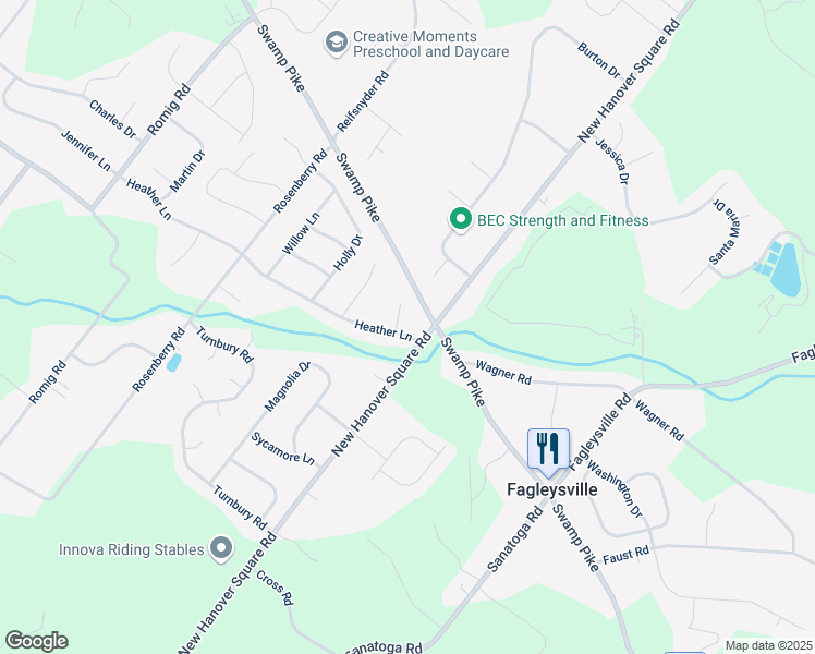 map of restaurants, bars, coffee shops, grocery stores, and more near 2572 Crabapple Court in Gilbertsville