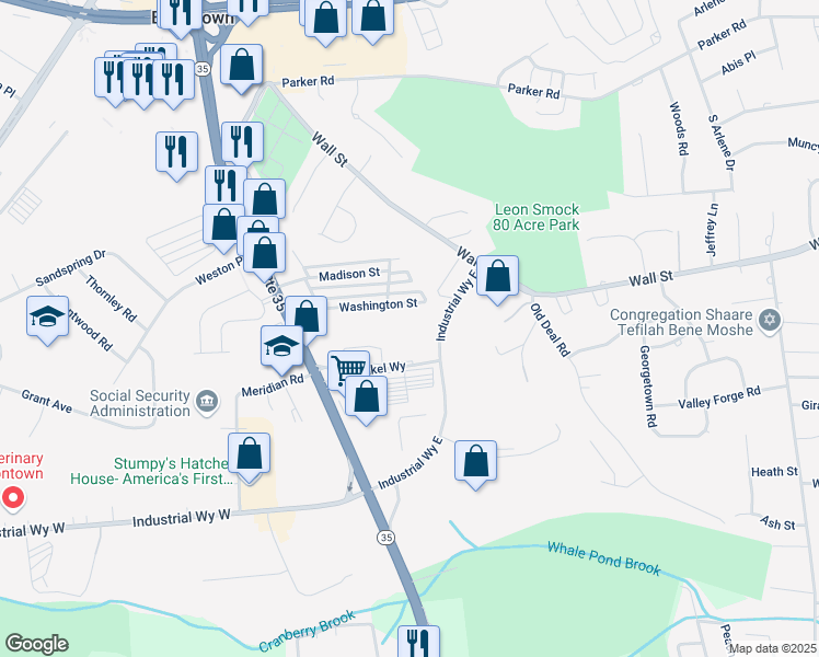 map of restaurants, bars, coffee shops, grocery stores, and more near 151 Industrial Way East in Eatontown