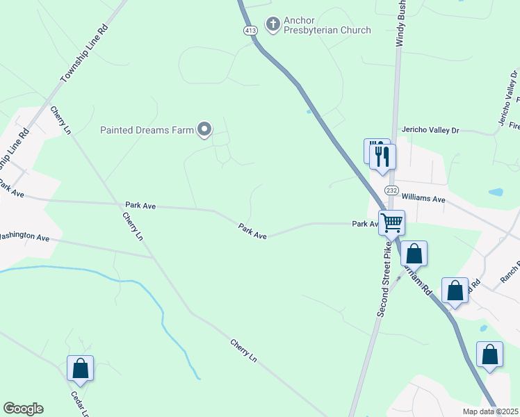 map of restaurants, bars, coffee shops, grocery stores, and more near 104 Perry Lane in Newtown