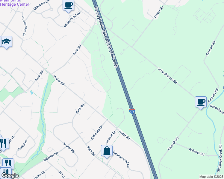 map of restaurants, bars, coffee shops, grocery stores, and more near 244 Sumner Court in Harleysville