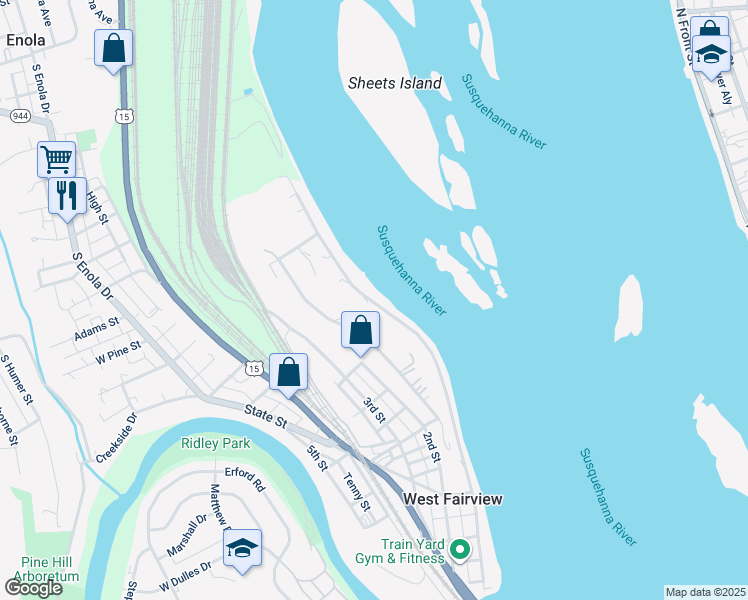 map of restaurants, bars, coffee shops, grocery stores, and more near 657 Front Street in Enola