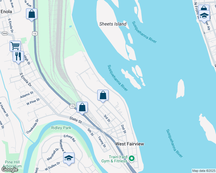 map of restaurants, bars, coffee shops, grocery stores, and more near 657 Front Street in Enola