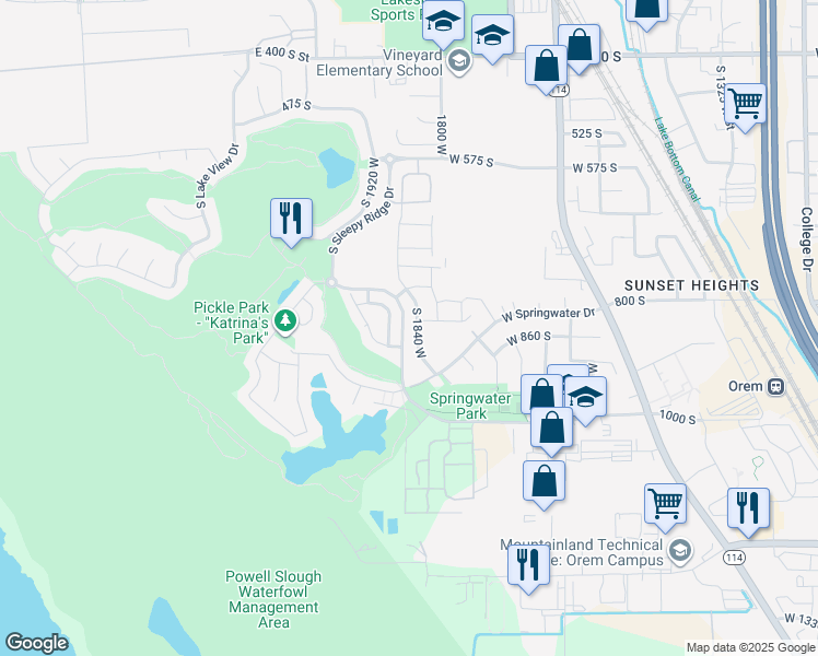 map of restaurants, bars, coffee shops, grocery stores, and more near 856 South 1840 West in Orem