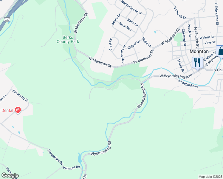 map of restaurants, bars, coffee shops, grocery stores, and more near 151 Rudloff Lane in Mohnton