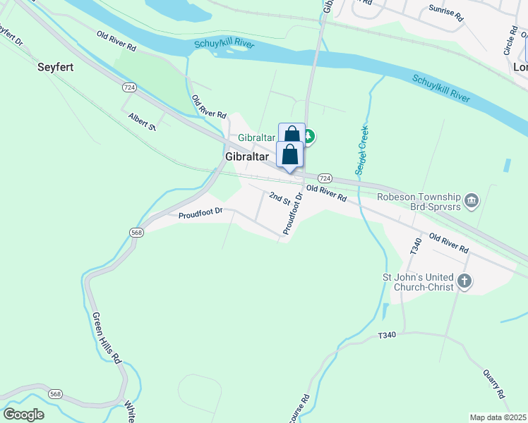 map of restaurants, bars, coffee shops, grocery stores, and more near 146 Proudfoot Drive in Birdsboro