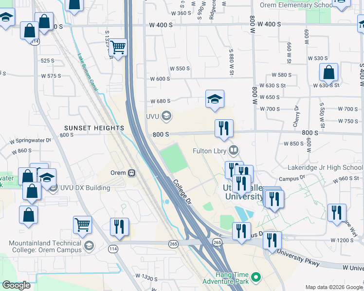 map of restaurants, bars, coffee shops, grocery stores, and more near in Orem