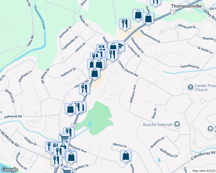 map of restaurants, bars, coffee shops, grocery stores, and more near 118 Grandview Drive in Canonsburg