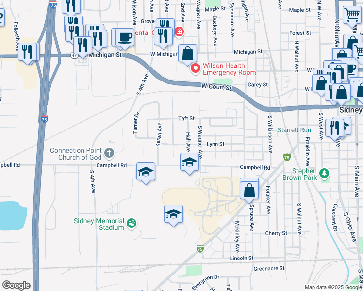 map of restaurants, bars, coffee shops, grocery stores, and more near 300-498 Charles Avenue in Sidney
