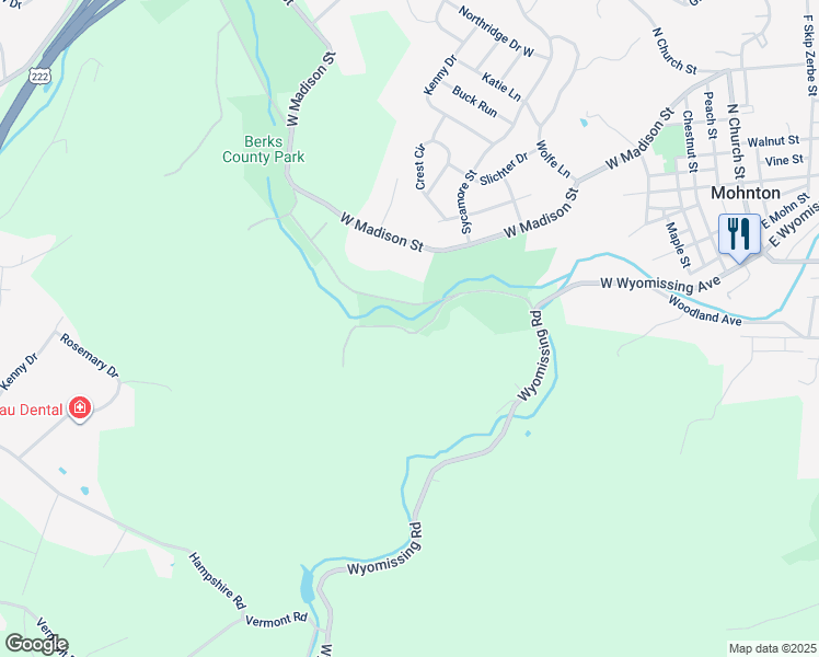 map of restaurants, bars, coffee shops, grocery stores, and more near 151 Rudloff Lane in Mohnton