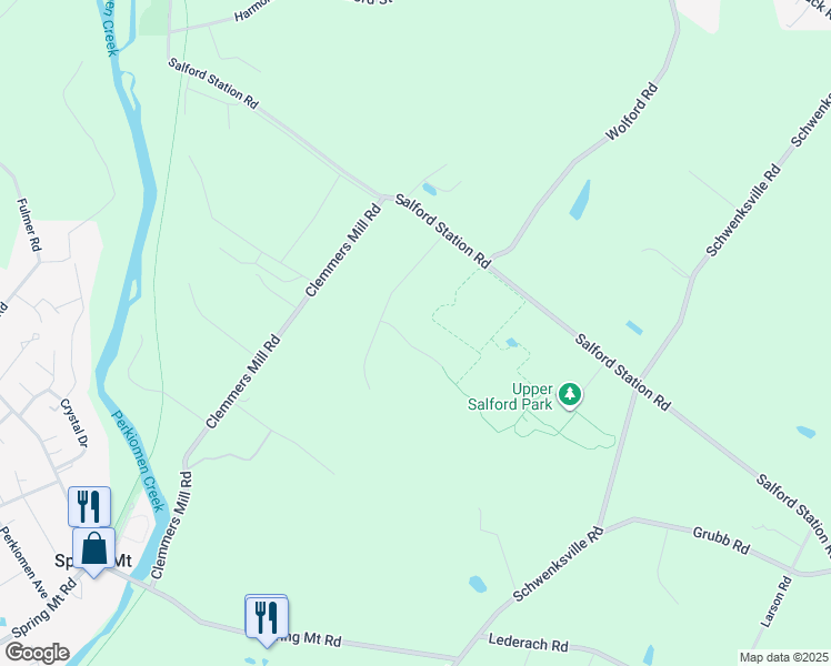 map of restaurants, bars, coffee shops, grocery stores, and more near 860 Autumn Lane in Schwenksville