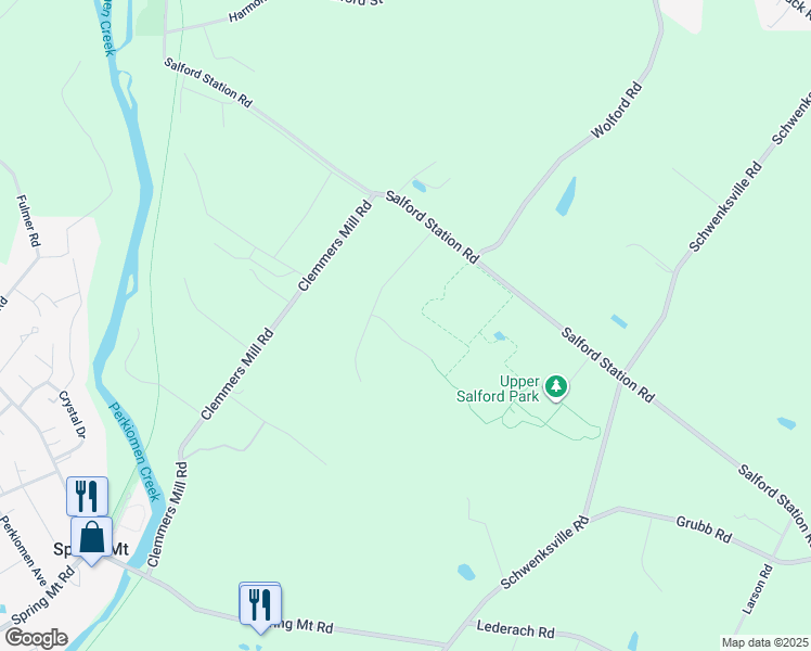 map of restaurants, bars, coffee shops, grocery stores, and more near 860 Autumn Lane in Schwenksville