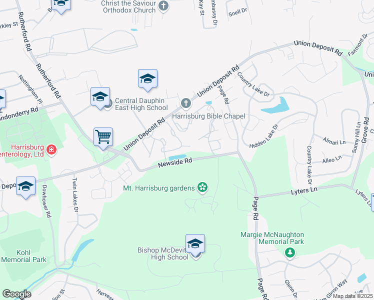 map of restaurants, bars, coffee shops, grocery stores, and more near 5435 Autumn Drive in Harrisburg