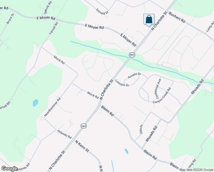 map of restaurants, bars, coffee shops, grocery stores, and more near 2313 North Charlotte Street in Pottstown