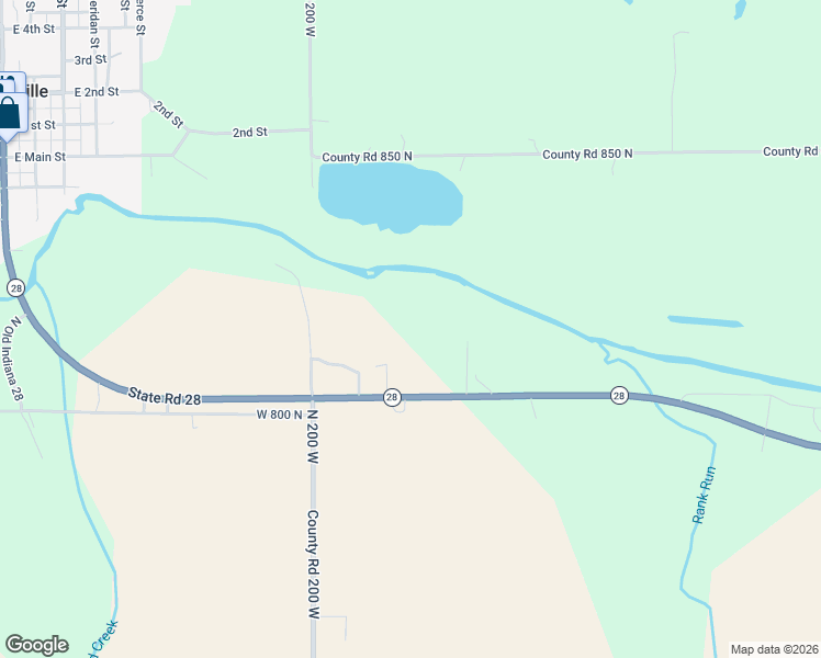 map of restaurants, bars, coffee shops, grocery stores, and more near 1690 Indiana 28 in Ridgeville