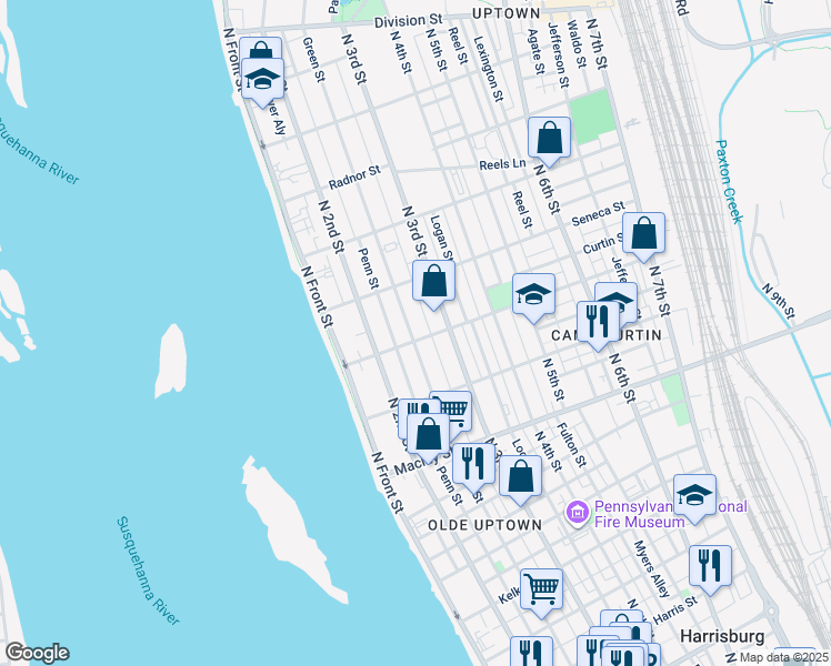 map of restaurants, bars, coffee shops, grocery stores, and more near 236 Emerald Street in Harrisburg