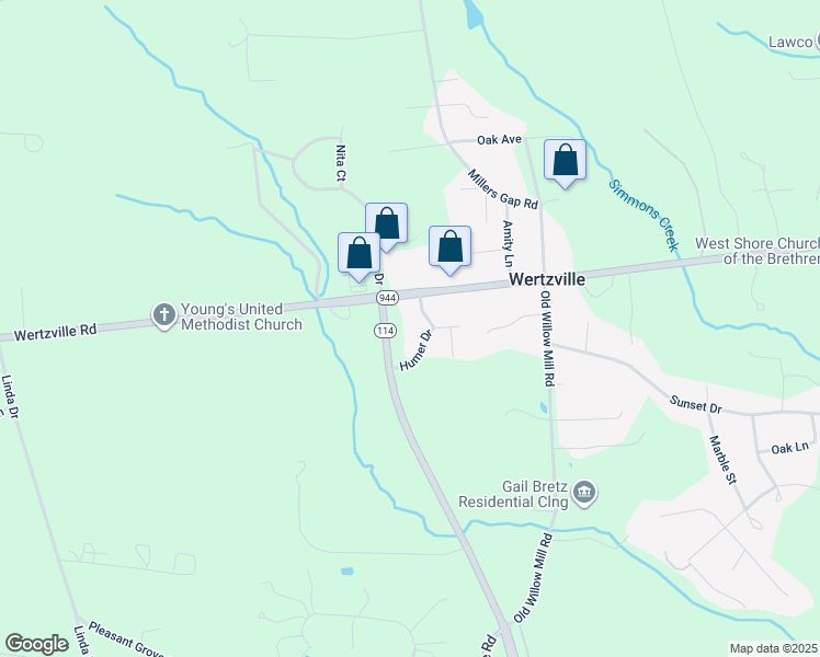 map of restaurants, bars, coffee shops, grocery stores, and more near 3 Humer Drive in Mechanicsburg