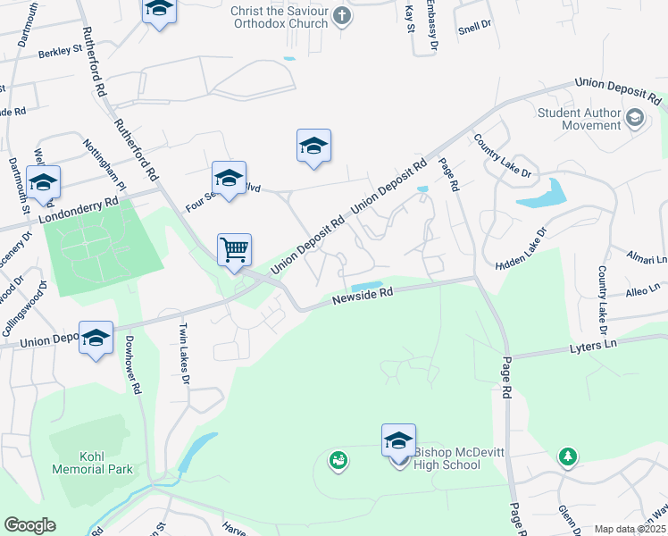map of restaurants, bars, coffee shops, grocery stores, and more near 1117 Brook Lane in Harrisburg