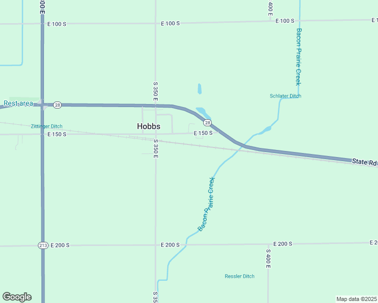 map of restaurants, bars, coffee shops, grocery stores, and more near 1549 South 350 East in Tipton