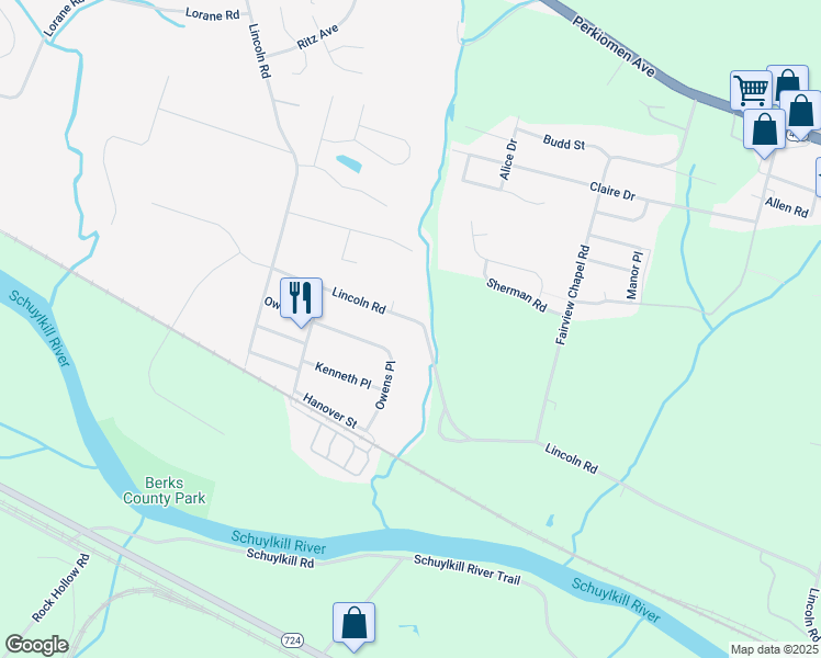 map of restaurants, bars, coffee shops, grocery stores, and more near 898 Lincoln Road in Birdsboro