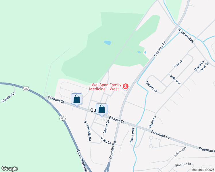 map of restaurants, bars, coffee shops, grocery stores, and more near 72 North Lebanon Street in Lebanon
