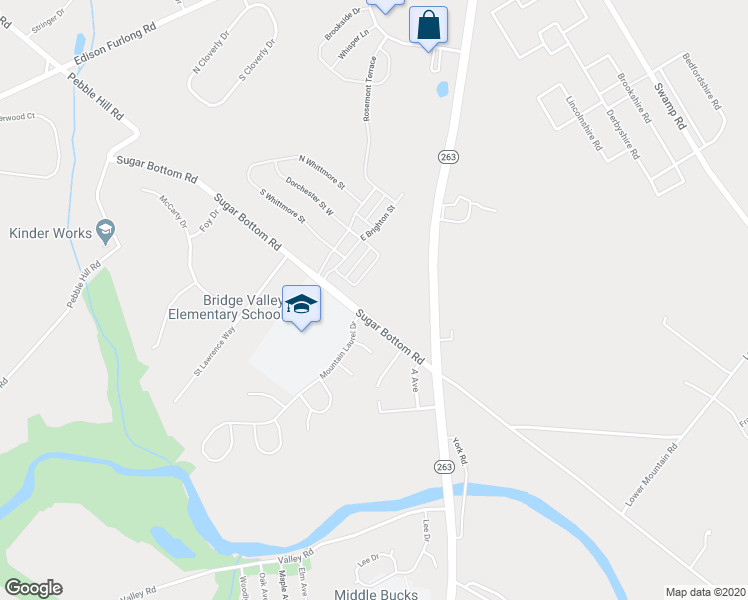 map of restaurants, bars, coffee shops, grocery stores, and more near 2205 Sugar Bottom Road in Furlong