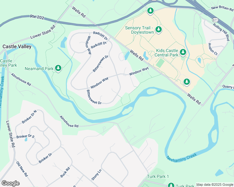 map of restaurants, bars, coffee shops, grocery stores, and more near 5 Hudson Court in Doylestown