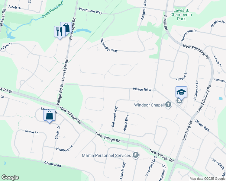 map of restaurants, bars, coffee shops, grocery stores, and more near 535 Village Rd W in West Windsor Township