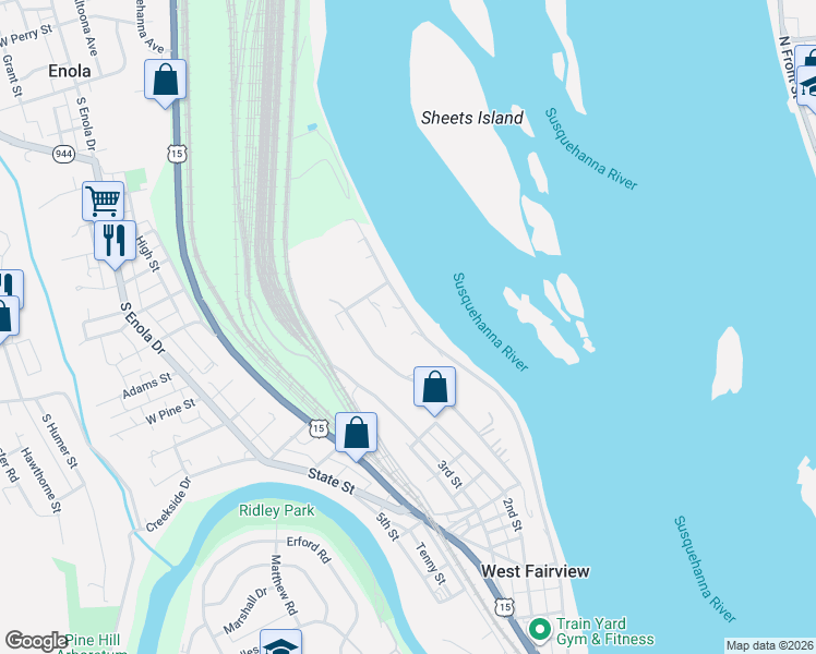 map of restaurants, bars, coffee shops, grocery stores, and more near 669 Front Street in Enola