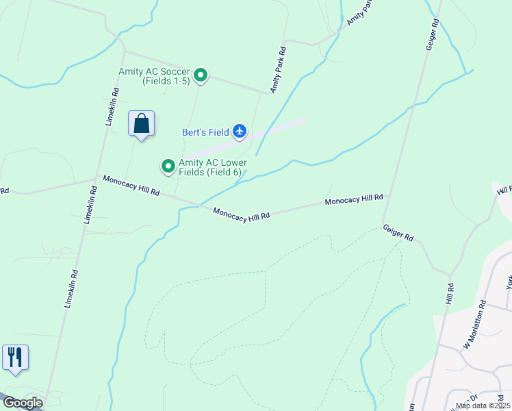 map of restaurants, bars, coffee shops, grocery stores, and more near 615 Monocacy Hill Road in Birdsboro